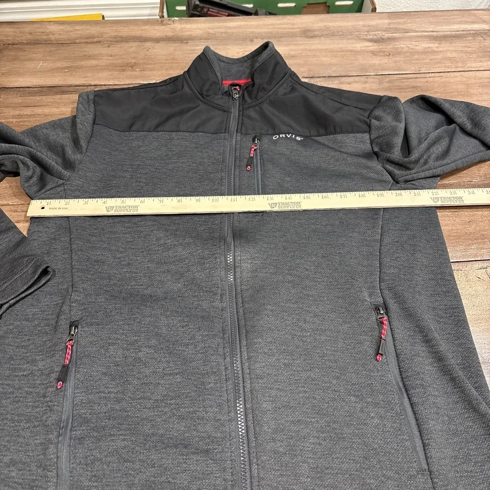 Orvis Jacket Mens Medium Gray Full Zip Mock Neck Pockets Outdoor Hiking